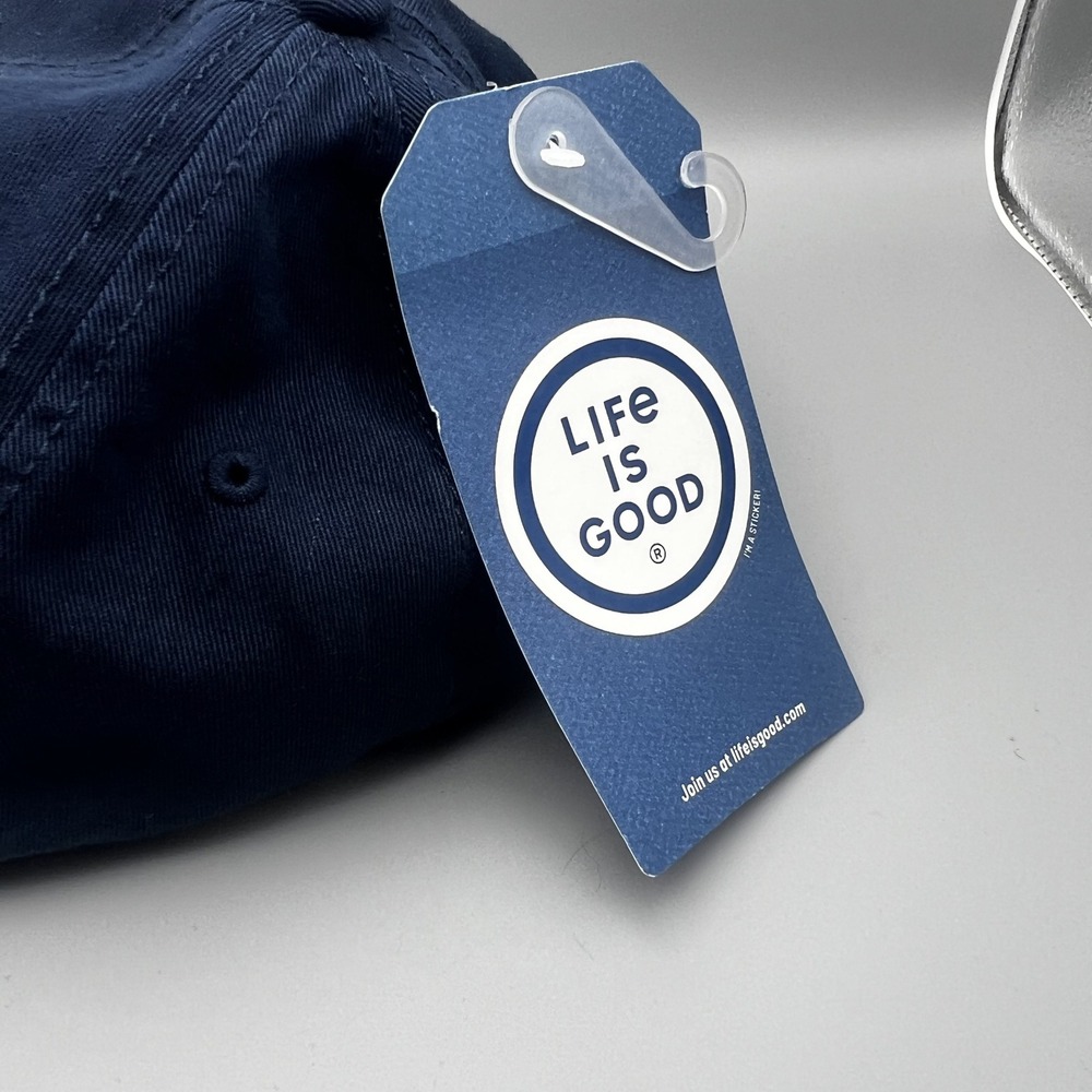 Life is Good Darkest Blue Flip Flops Heart Tattered Chill Baseball Cap Hat 57403 - Picture 3 of 7